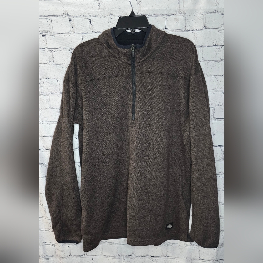 Dickies Men's Brown Half-Zip Pullover Brown Performance Sweater‎ Size Large